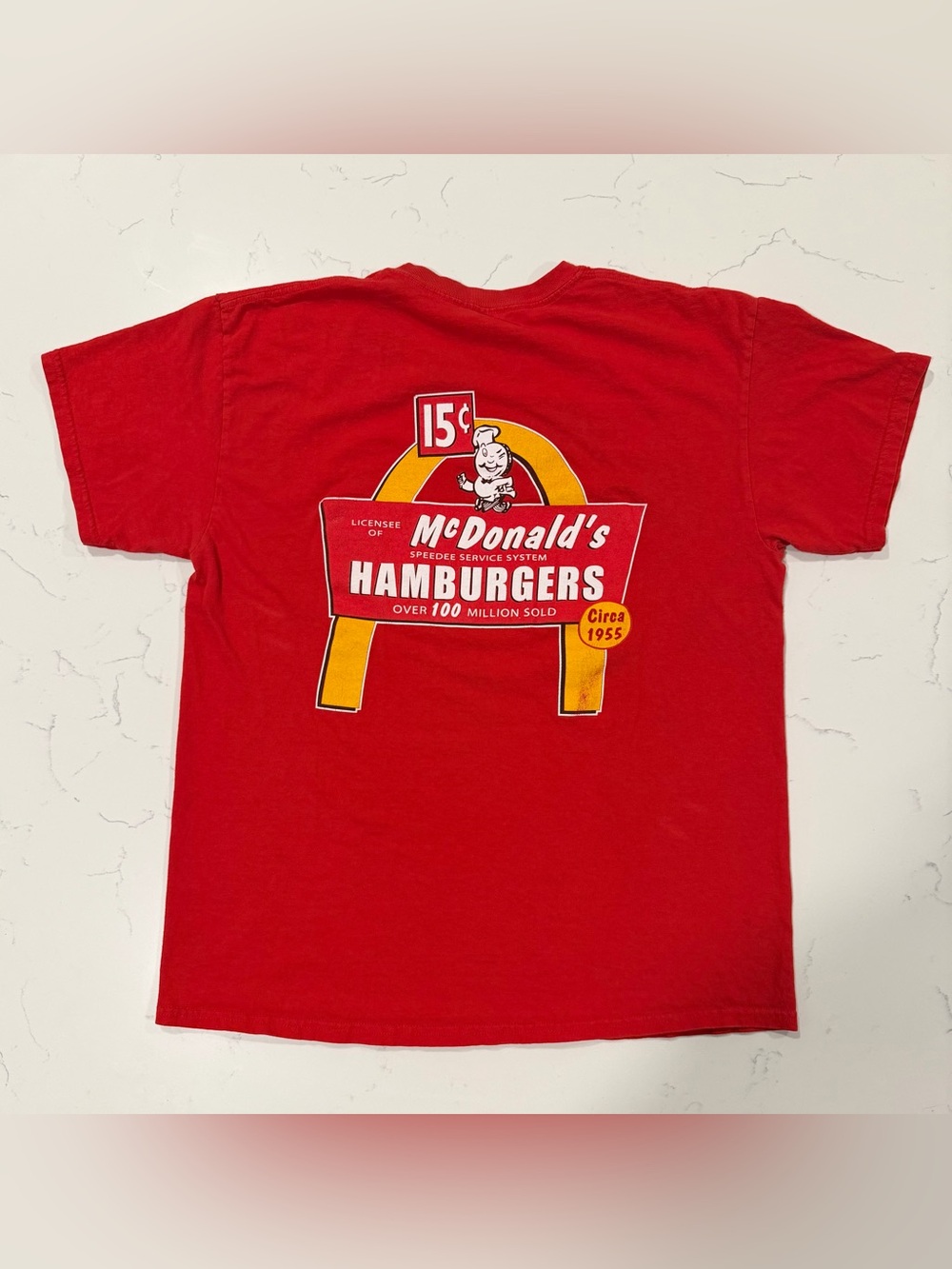 McDonald’s 15¢ Hamburgers Graphic Tee Red Retro Fast Food Shirt Size L